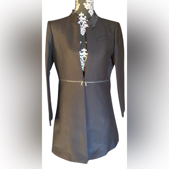 BCBG MAXAZRIA Arelia Black A-Line Blazer Jacket Women’s Large Zippered Waist - Picture 5 of 16